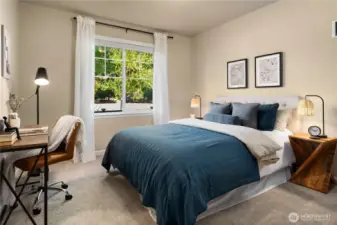 This spacious 4th bedroom is located on the lower level with a beautiful outlook.