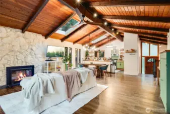 Grand living, dining and kitchen area