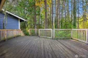 Large deck accessed from kitchen. Caution! very slippery this time of year.