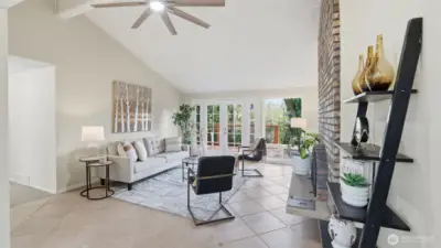 Spacious living room designed for easy indoor-outdoor flow