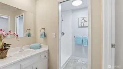 Enjoy a peaceful sitting area within the primary suite