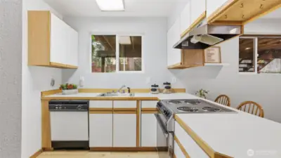 A smart lower-level kitchen layout perfect for extended stays or income potential