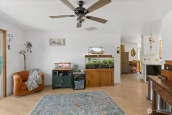 family room used as aquarium room/ office