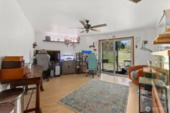 family room used as aquarium room/office