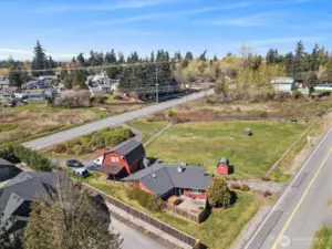 home, detached garage, carport, circular drive, land