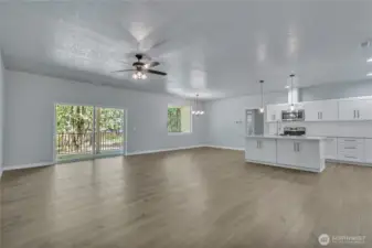Open Concept Living, Dining and Kitchen