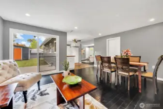 Large family room is perfect for sharing with a formal dinning space