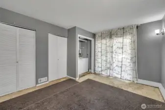 Converted garage is a perfect workout space, hobby room or....