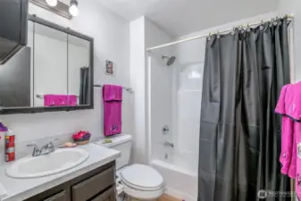 Bathroom with new sink and tub/surround. Bidet comes with the unit.