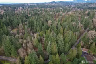 Aerial perspective highlights the generous lot size and prime location near commuter routes.