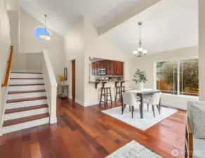 DininEating bar seamlessly connecting to dining area.g area.