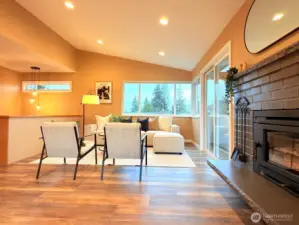 Efficient wood burning stove can heat the whole floor.