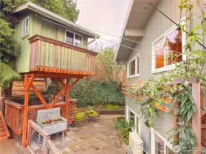A kids Dream, their own tree house with electricity.