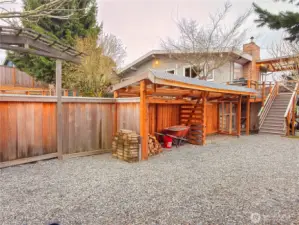 The covered area is great for your tools or work area.