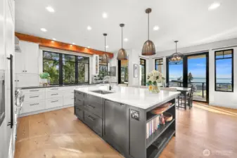 Extensive custom cabinetry, dual sinks and spacious counters are just some of the things you'll love about this kitchen.