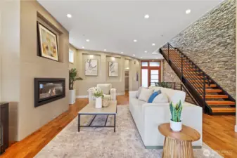 Newly-refinished hardwood floors and new interior paint.