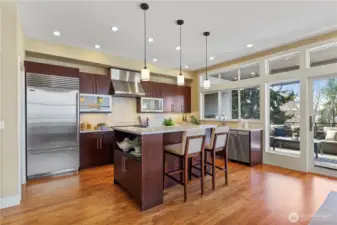 Enjoy lake views and access to the spacious deck.