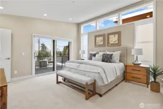 Primary suite with private deck and 5-piece bath.