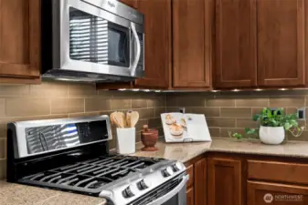 Stainless Steel Gas Range and Microwave