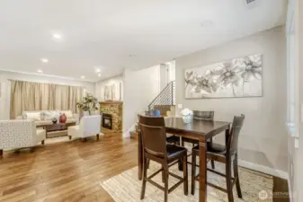 Open concept family room to dining room