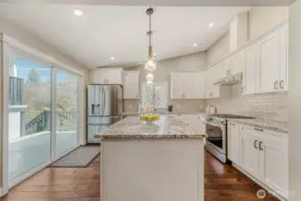 Kitchen open to side deck!