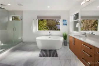 Comfy soaking tub or a multi-head shower!