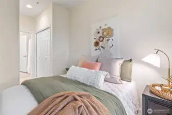 Primary Bedroom with 2 large closest, connected to bath