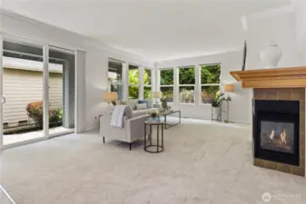 A cozy gas fireplace to keep you warm during chilly fall nights along with A/C to keep you cool during our warm months.