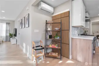 Sound proof wood panel is a door double locked that separated main home & MIL basement unit