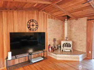 Wood stove to keep you nice and toasty on winter mornings.