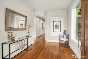 Inviting, sunlit entry