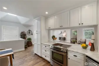 Spacious kitchen with/ lots of storage space.
