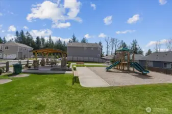 Th neighborhood park is located right at the end of the street