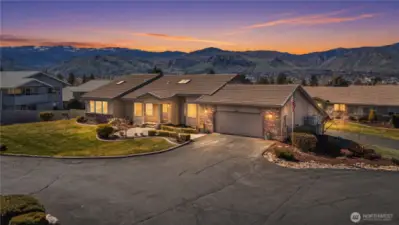 Front of condo at sunset