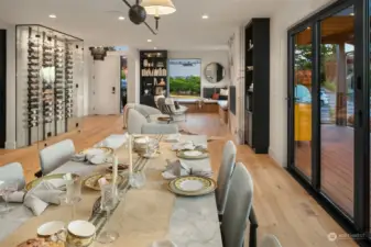 From dining area looking into living room and library.