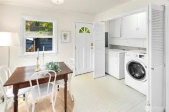 No trips to the basement or laundromat—everything you need is right here in a spacious closet with loads of additional storage.