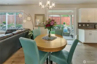 Kitchen nook provides space for ample seating near the kitchen.