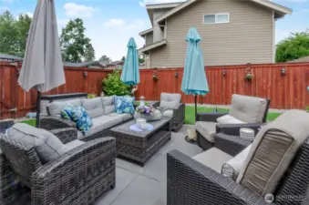 This space is massive to accommodate all these outdoor conversation areas!