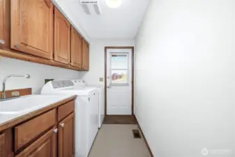 Large laundry room with plenty of storage space.