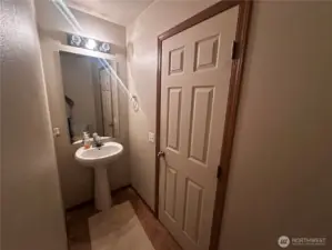 Guest bathroom with sink, bottom floor