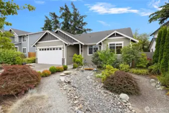 Fun rock landscaping in the front