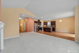 NICE OPEN floor plan with dining off the kitchen. New carpet in the living room.