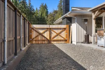0.37 acre property with private and fully fenced yard. Double gate perfect for secure RV and boat parking.