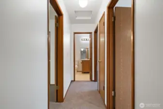 Upstairs hall with new carpet