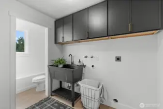 Ready for investing, this utility room features a dedicated plumbing footprint, pre-installed cabinetry and integrated sink ready for the laundry room of your dreams.