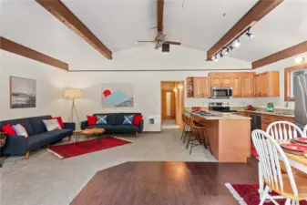 Open Living Room, Kitchen, Dining Room, and Hallway