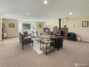 Livingroom with cozy wood burning stove.