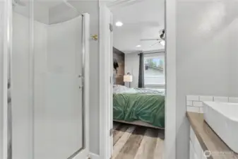 Primary ensuite 3/4 bath view two.