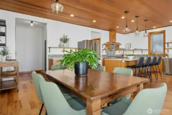 Natural wood ceiling.