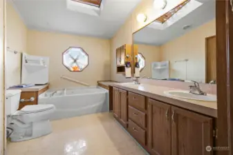 Primary bath with jetted tub and walk in shower